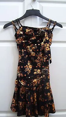 Girls' Size 10 Vintage Pageant Dress Copper & Black Dress Flower Print Stunning! • £68.36