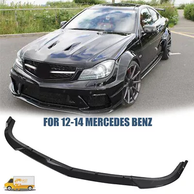 Carbon Black Front Bumper Lip For 2012-14 Mercedes Benz C250 C300 W204 Amg Sport • $59.66