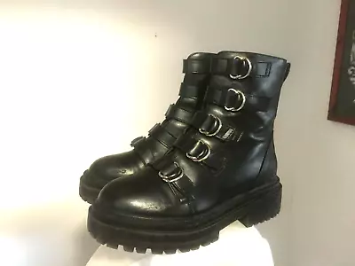 £19.99 • Buy Retro Chunky Platform Boots Faux Leather Biker Shoes Goth Punk Rock New Wave 5