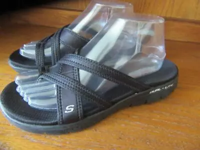 SKECHERS Duel Lite Gel Black Slide Sandals Women's Size 9 • $13