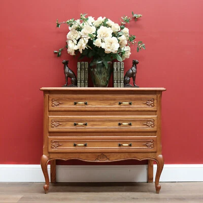 $795 • Buy Vintage French Chest Of Drawers, Oak And Brass Handle Hall Cabinet Lamp Cupboard