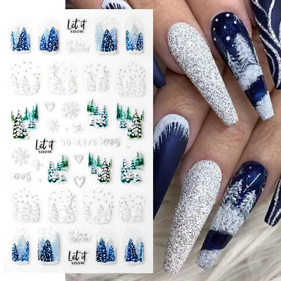 Christmas Nail Stickers Winter Snowflake Nail Decals Xmas 5D Nail Art Stickers • $1.49