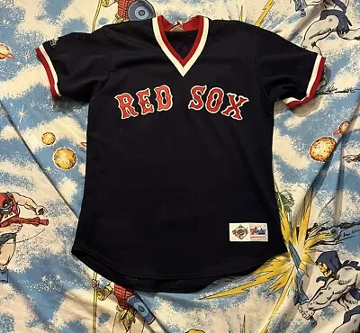 Vintage Majestic Diamond Collection Boston Red Sox Jersey L Blue Mesh USA 90s • $35