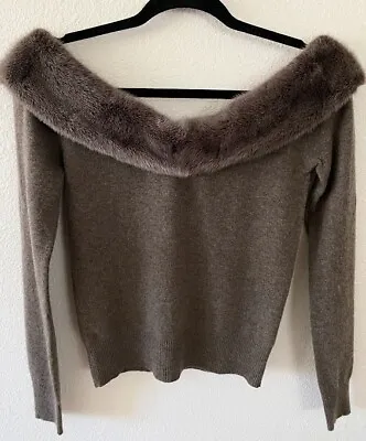 Vintage Pamela Dennis Couture Cropped Brown Cashmere/faux Fur Sweater.   • $45