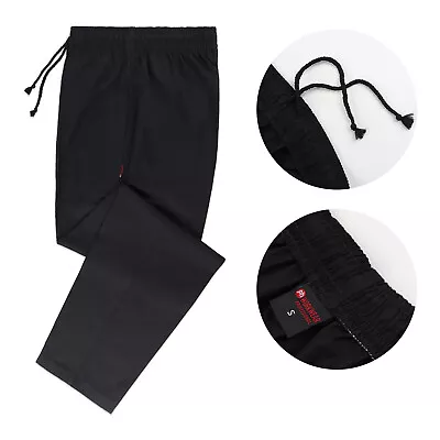 Black Chef Trousers Elasticated With Pull Cord Chef Pants Catering Uniform UK • £12.50