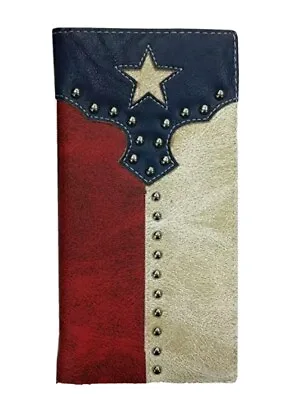 Texas Men's Leather Check Book Wallet Western Cowboys Fashion Art  W017 • $13.99