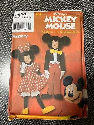Simplicity 4868 UNCUT Sewing Pattern Child's Mickey & Minnie Mouse Costume 3-8 • $27.99