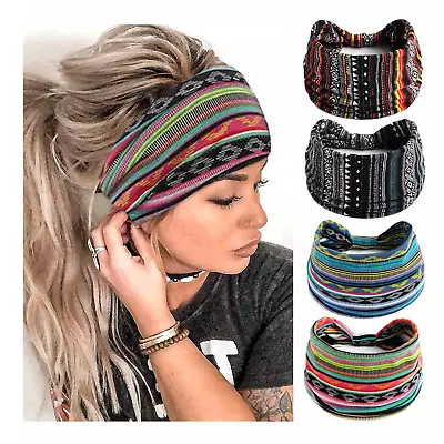 Boho Headbands For Women Fashion Stretch Wide Hair Bands Knoted Turban Head Band • $18.74