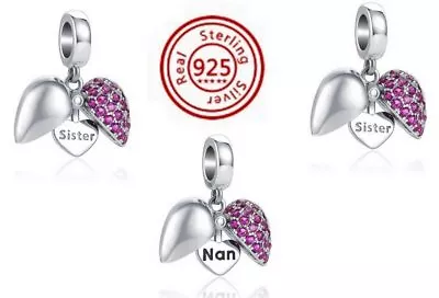 Heart Charm For Bracelet 925 Silver Jewelry Gift For Mum Nan Sister Heart I Love • £12.99