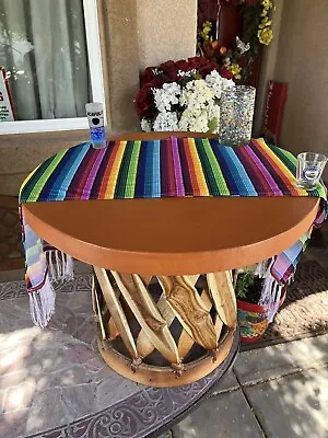 Mexican Woven Rustic Handmade Leather Pig Equipale Equipal Table Vintage Wood • $69