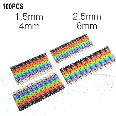 Accurate Size Cable Markers C Type Number Tag Label For Wire 100 Pcs Set • £5.63