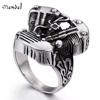 MENDEL Mens Motorcycle Biker Engine Ring Stainless Steel Size 8 9 10 11 13 14 15 • $11.99