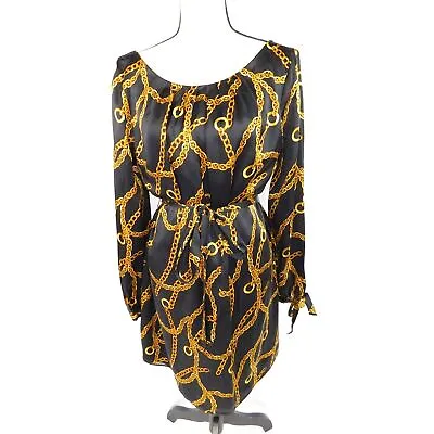 Milly Of New York Simone Chain-link Monogram Print Silk Dress Size 12 • $128