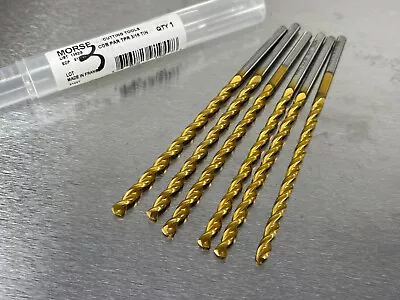 (6) Morse 3/16  Cobalt Drill Taper Length TiN Coated HSSCo5 • $35.95