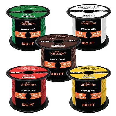 16 Gauge Car Audio Primary Wire (100ft–5 Rolls)– Remote Power/Ground Electrical • $32.95