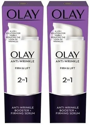 2 X Olay Anti-Wrinkle Firm And Lift 2 In1 Booster And Firming Serum 50 Ml • £22.95