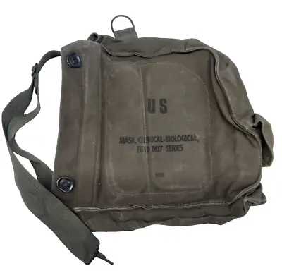 GI Vintage M17 Gas Mask Bag Canvas Bag With Strap Nice Condition • $16.99