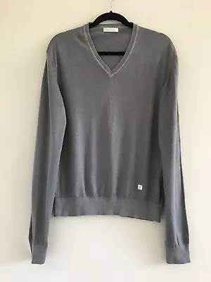 Versace Collection Cotton Cashmere Blend V Neck Sweater Size L • $44