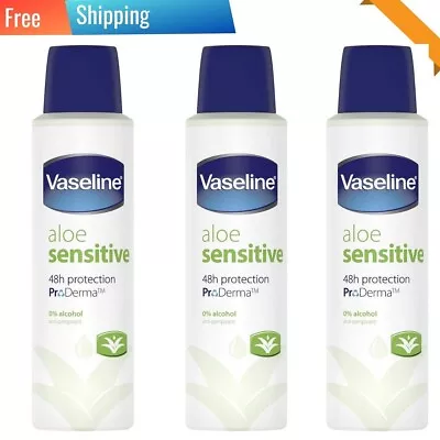 3x Vaseline Aloe Sensitive Anti-perspirant Deodorant Aerosol 150 Ml FREE SHIPPIN • £9.17