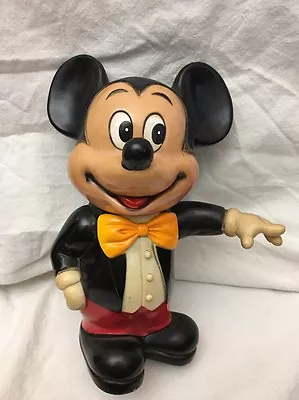 Vintage 6.5  Mickey Mouse Bank Red/Black Tuxedo W/ Yellow Bow Tie Walt Disney • $15.99