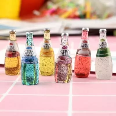 100Pcs Dollhouse Miniature 1:6 Chia Seeed Bottles Fruit Juice Drink Bottle Model • $20.89