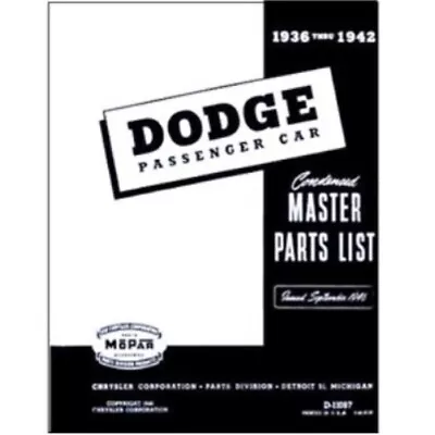 Illustrated MoPar Factory Parts Manual For 1936-1942 Dodge Passenger Cars • $64.88