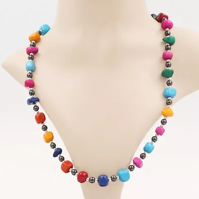 Handmade Irregular Natural Stone Necklace Hematite Magnet Therapy Beads Chain • $6.99