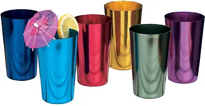Anodized Aluminum Tumblers Drinking Glasses Vintage Metal Cups Multicolor 6 Pcs • $30.99