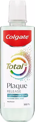 Colgate Total Plaque Release Mouthwash 500Ml Reviving Cool Mint For Stronger  • $7