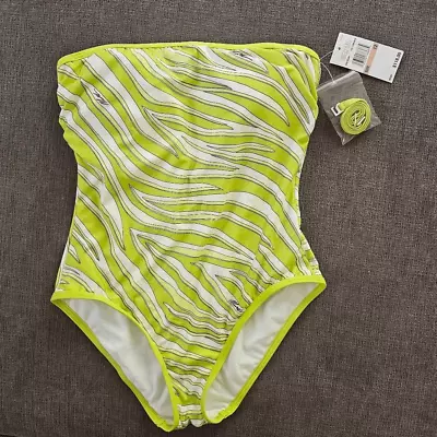 Michael Kors Women's Limeade Zebra Print One Piece Swimsuit Size 12 • $88