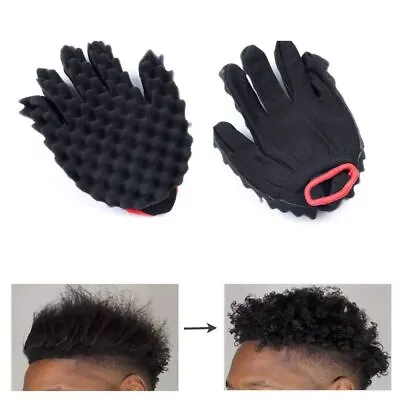 Coil Curly Hair Afro Braid Wave Magical Sponge Glove Styling Tool Barber Brush • £5.29