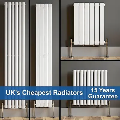 Designer Radiator Vertical Horizontal White Flat Panel Oval Column Double Rads • £53.97