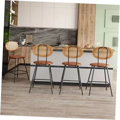 Counter Stools With BacksRattan Stools Counter Height 24  4 PCS Whiskey Brown • $218.21
