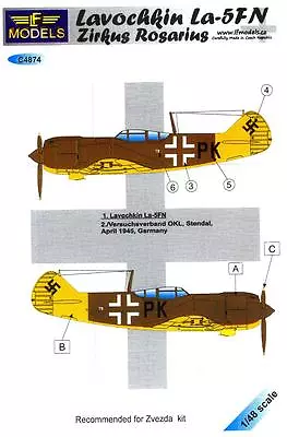 LF Models Decals 1/48 German ZIRKUS ROSARIUS LAVOCHKIN La-5FN • $15.99