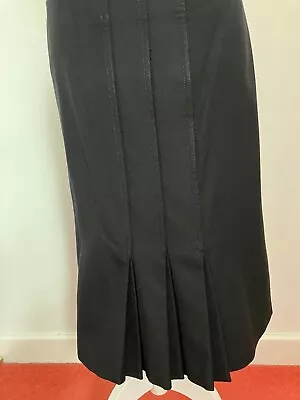 Vintage Straight Black Louis Feraud Skirt + Pleats 100% Virgin Wool Waist 25  • £24.99