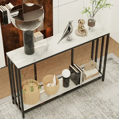 Entryway Console Table With Open Shelf 2-Tier Marble Sofa Table Kitchen Counter • £129.94