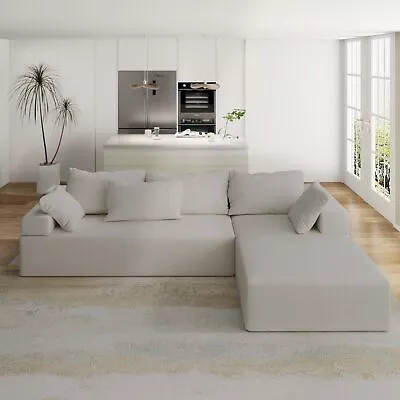 Modern Modular 108  L Shaped Upholstered Sectional Sofa Couch Set With 6 Pillows • $732.39