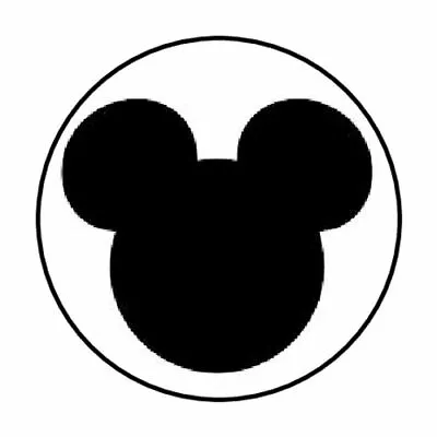 48 Mickey Mouse Head Ears Black Envelope Seals Labels Stickers 1.2  Round • $2.22