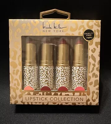 Nicole Miller Luxe Lipstick 4 Pc Essential Pink Collection Set Leopard Print NIB • $18.95