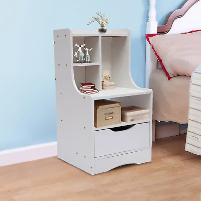 Multi-layer MDF End Table & Side Tables W/ Drawer & Storage Shelf Nightstand • $42.30