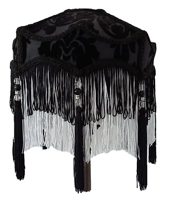 Unique Bespoke 12  Lampshade Black Damask Fabric Gorgeous • £95.99