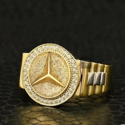 Gold Mercedes Ring Mercedes Benz Ring 925 Sterling Silver Gifts For Him • $67