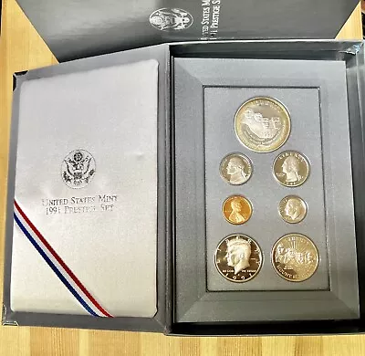 1991 S Vintage USMint Prestige Set 90% Silver $1 Mount Rushmore Anniversary Coin • $57.95