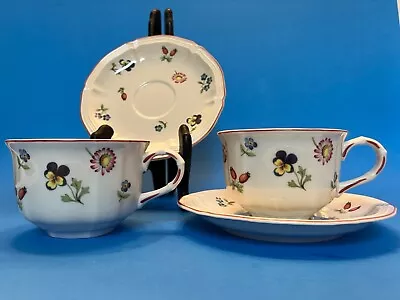 Set Of Two Villeroy & Boch Petite Fleur Porcelain 2.5  Cups &  5.5  Saucers • $19.99