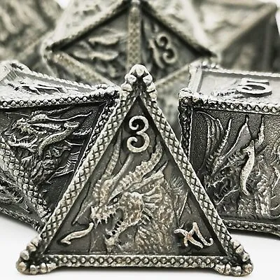 HAOMEJA Dice DND Metal Dragon Set Dice 7 Role Playing Dice D&D Solid Dice Dungeo • $24.63