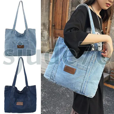 Denim Tote Bag Crossbody Shoulder Purse Jean Messenger Travel Handbags Shopping • $22.99