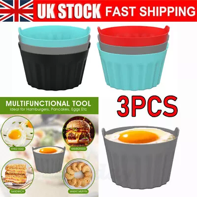 3Pcs Air Fryer Egg Poacher Moulds Silicone Liners Pot Ramekins For.All Air Fryer • £5.20