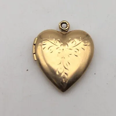Vtg 14K Gold Heart Locket Picture Frame Ornate Floral Flower Engraved Signed • $339.99
