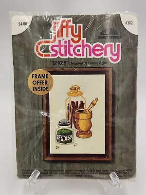 Vintage 1990 Jiffy Stitchery Kit  Spices  #382 New Old Stock Spice Jars • $12