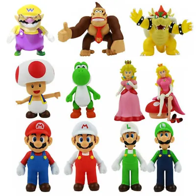 Super Mario Bros Mario Luigi Wario Donkey Kong PVC Action Figures Toys Kids Gift • £6.69